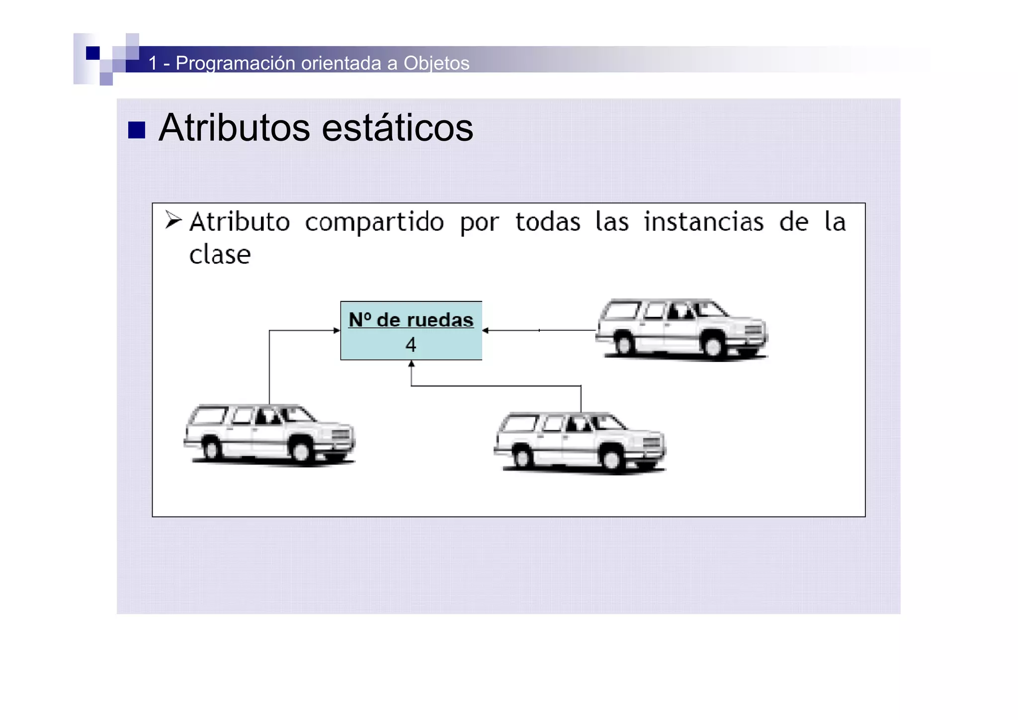 1 - Programación orientada a Objetos


n    Atributos estáticos
 