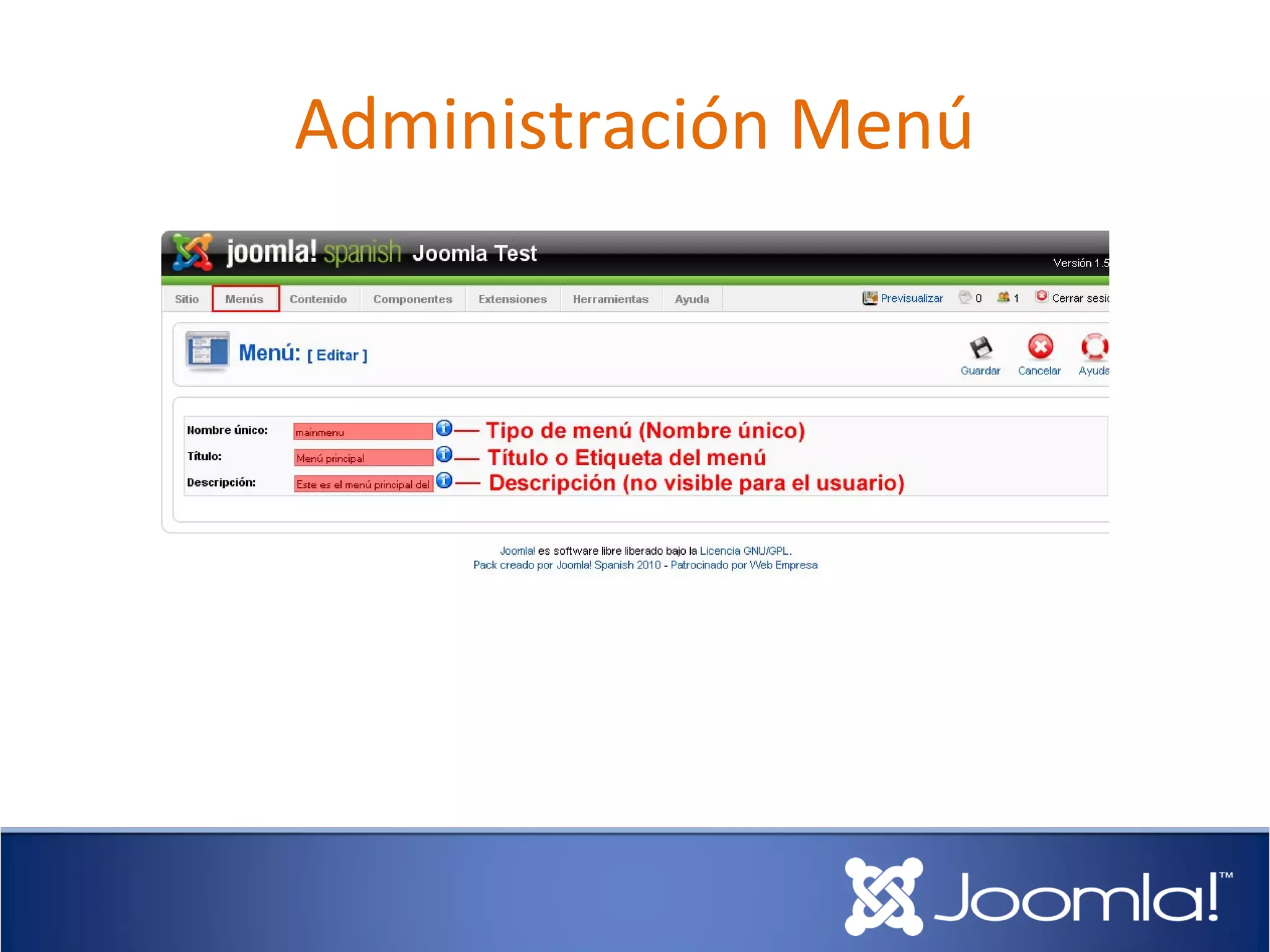 Administración Menú
 