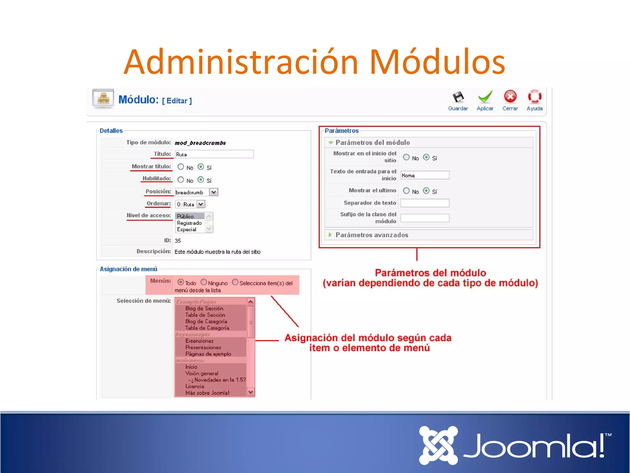 Administración Módulos
 