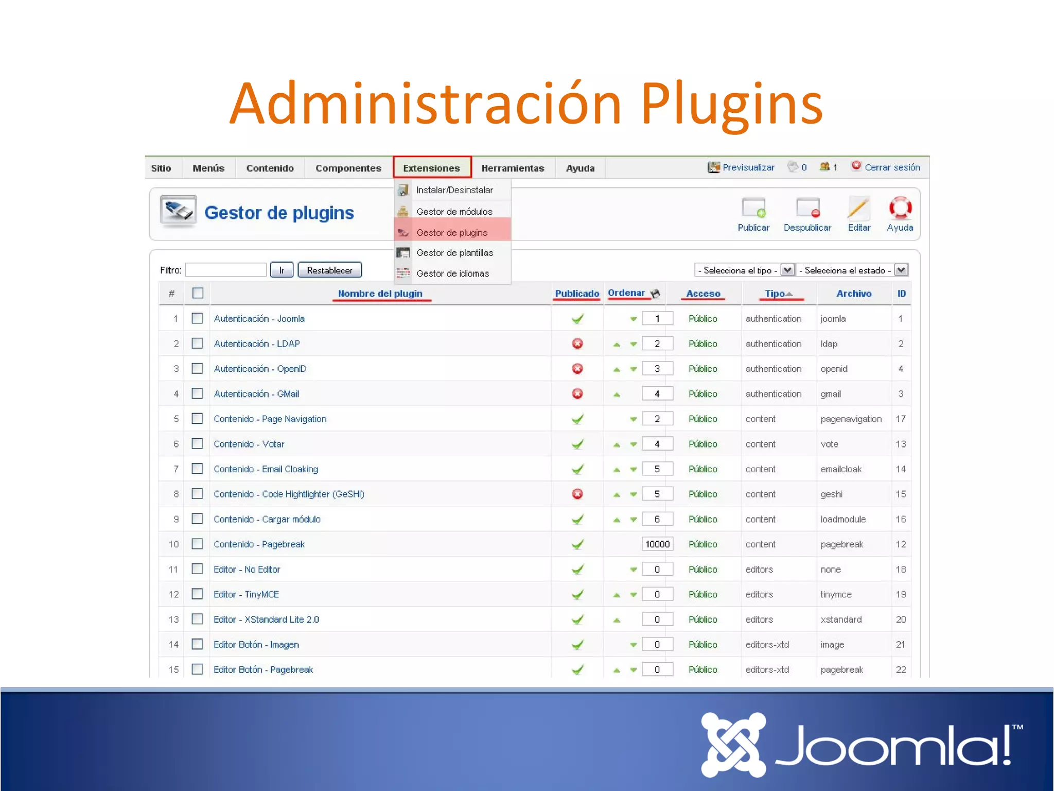 Administración Plugins
 