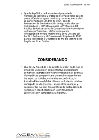 CURSO DE LIMNOLOGÍA – BIO 330
 