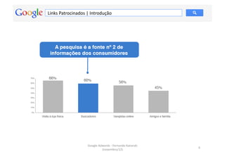 Links	
  Patrocinados	
  |	
  Introdução	
  




                           Google	
  Adwords	
  -­‐	
  Fernando	
  Kanarski	
  
                                                                                  6	
  
                                       (novembro/12)	
  
 