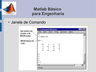 Matlab Básico
              para Engenharia
●   Janela de Comando
 