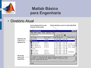 Matlab Básico
                para Engenharia
●   Diretório Atual
 