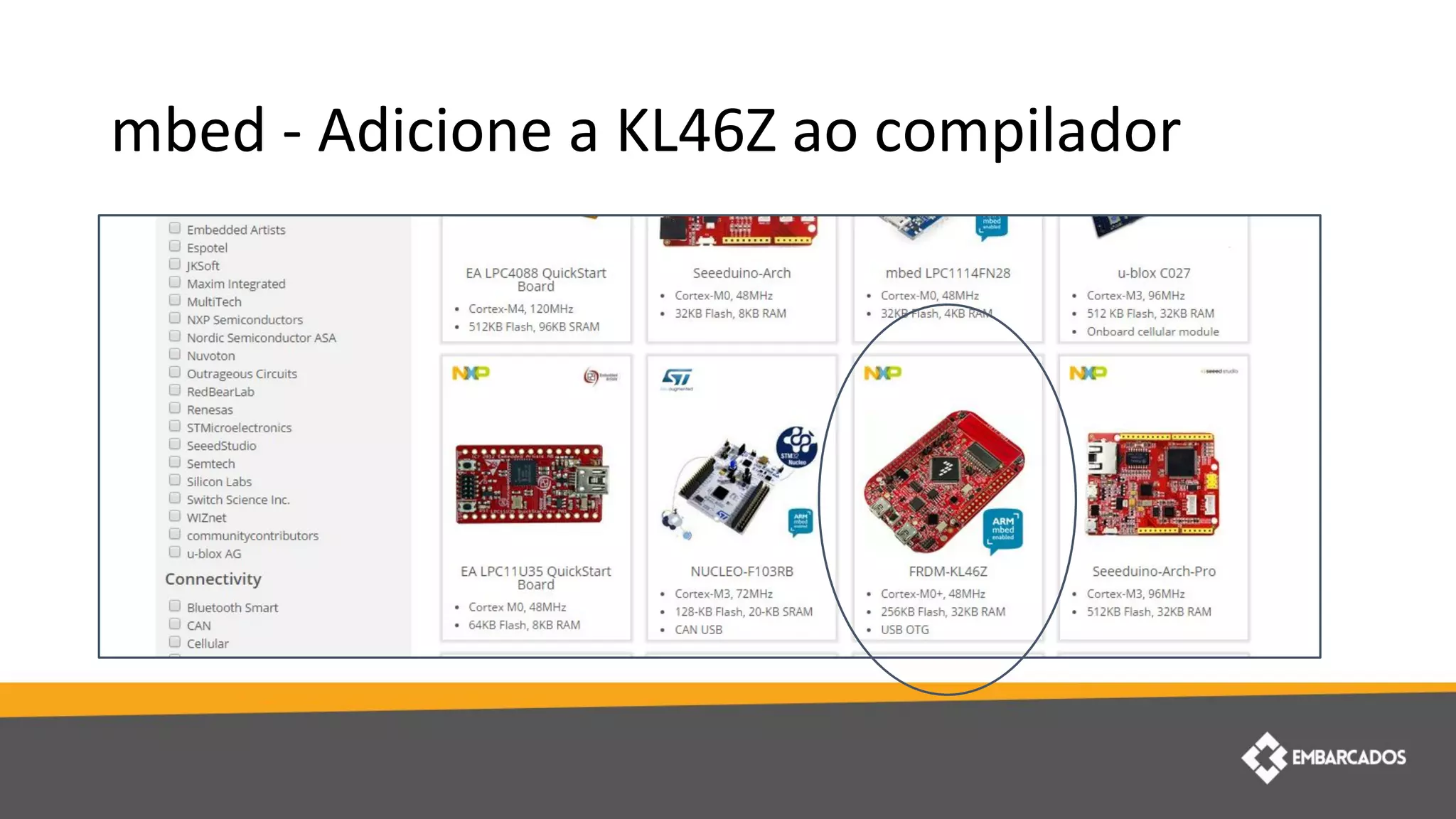 mbed - Adicione a KL46Z ao compilador
 