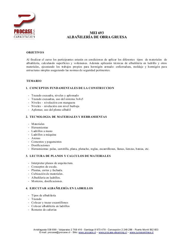 Curso mei 693 albañileria de obra gruesa