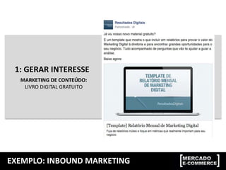 EXEMPLO: INBOUND MARKETING
MARKETING DE CONTEÚDO:
LIVRO DIGITAL GRATUITO
1: GERAR INTERESSE
 