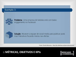 :: MÉTRICAS, OBJETIVOS E KPIs
Fonte: Priscila Marcenes - http://pt.slideshare.net/priscilamarcenes/
 
