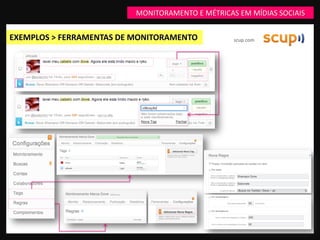 MONITORAMENTO E MÉTRICAS EM MÍDIAS SOCIAIS


EXEMPLOS > FERRAMENTAS DE MONITORAMENTO           scup.com
 