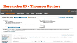 ResearcherID - Thomson Reuters
 