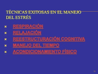 TÉCNICAS EXITOSAS EN EL MANEJO
DEL ESTRÉS




                                 79
 