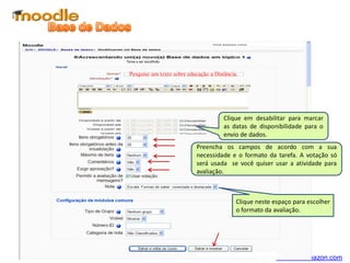 O recurso livro possibilita a construção
de páginas interligadas. A criação da
estrutura em formato de livro se deve à
possibilidade de estruturação do recurso
em capítulos e eventuais subdivisões.
O recurso livro possibilita a construção
de páginas interligadas. A criação da
estrutura em formato de livro se deve à
possibilidade de estruturação do recurso
em capítulos e eventuais subdivisões.
Livro (Book)
 