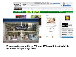 Em pouco tempo, subiu de 5% para 60% a participação da loja online em relação a loja física.  