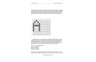 CURSO COMPLETO______________________________________________Reparação de Notebooks




Cada ponto ou pixel corresponde a um endereço na memória de vídeo (VRAM) nas quais ficam
armazenados dados e programas. Na medida em que estes dados são transferidos à VRAM (ou
são gravados nestas memórias) os pontos na tela do LCD também são alterados, passando aos
estados de iluminado e não iluminado para formar as letras e gráficos. Cada caractere alfa-
numérico ou gráfico usa um padrão de pontos conforme ilustrado na figura, mostrando a letra
"A".




      Para gerarmos a letra "A", foram ativados 16 elementos de imagem (pixel) ou 16 pontos.
É evidente que o número de pixels utilizados para formar outras imagens, símbolos e gráficos
varia de um estilo para outro. A resolução de um LCD é medida pela quantidade de pontos
distribuídos na tela no sentido vertical e horizontal. Mais pontos e a tela apresenta maior
definição. As telas de maior definição, monocromática ou a cores podem apresentar 307.200
pontos arranjados em uma matriz de 640 colunas por 480 linhas ou (640 x 480).

Abaixo se seguem maiores definições:
720 x 480 = 345.600 pontos
800 x 600 = 480.000 "
1024 x 768 = 786.432 "
1280 x 1024 = 1.310.720 "


Notebooks mais antigos apresentavam matrizes de 640 colunas por 200 linhas, resolução de
(640 x 200). Outra variável que contribui para a definição da imagem nas telas LCD, é a razão de

  70
 