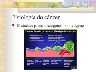Fisiologia do câncer 
 Mutação: proto-oncogene ® oncogene 
 
