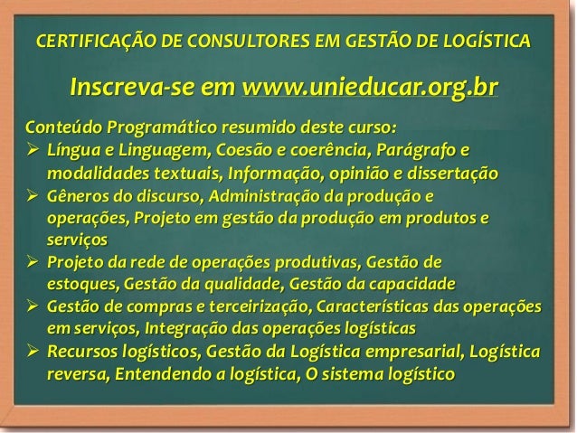 Curso de gestao de logistica