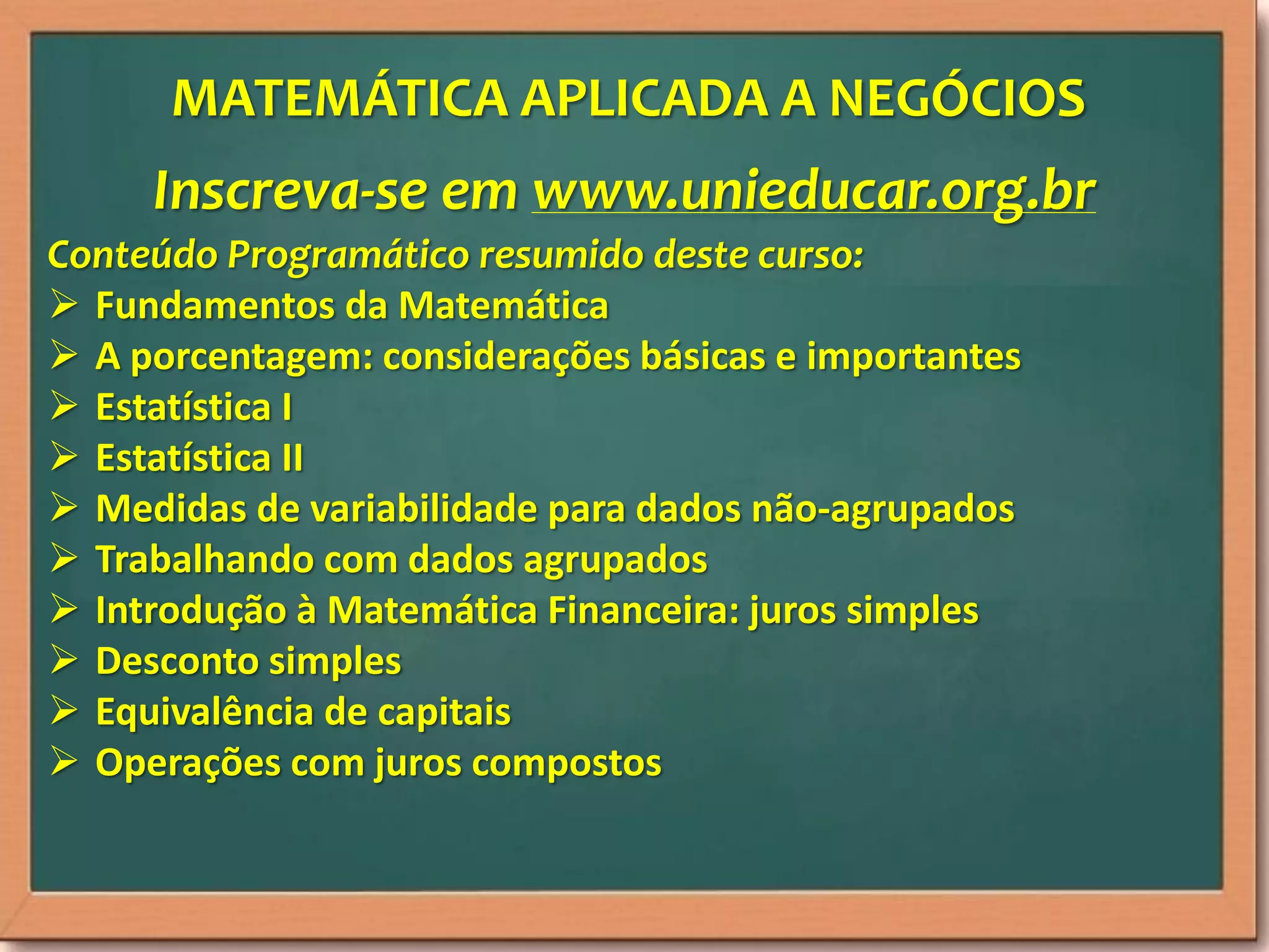 Curso online matematica aplicada a negocios