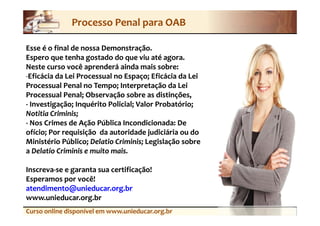 Curso online processo penal oab