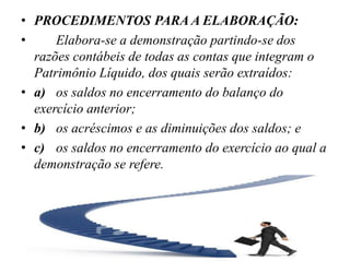 Demonstração do Resultado do Exercício    A DRE Resume-se emDespesasdeduzidas das Receitas. Mostra o comportamento dos Gastosrelacionadosàscontas de resultadonademonstraçãoe o das ReceitasdaEmpresa.