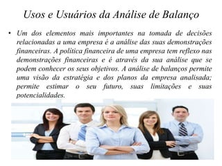 Evolução Histórica1925, Stephem Gilman, críticas à análise de coeficientes, propôs índices encadeados, variação de itens em relação a um ano-base (iniciando-se a análise horizontal).1931, Dun & Bradstreet passou a elaborar e divulgar índices padrão para diversos ramos de atividades.Década de 30, surgiu dentro da empresa Du Pont, um modelo de análise da rentabilidade da empresa (ROI; returnoninvestiment).