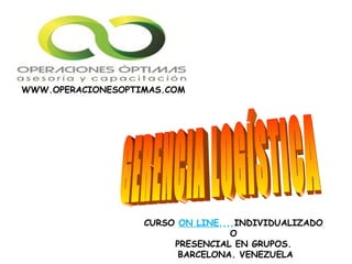 WWW.OPERACIONESOPTIMAS.COM
CURSO ON LINE,,,,INDIVIDUALIZADO
O
PRESENCIAL EN GRUPOS.
BARCELONA. VENEZUELA
 