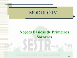 48
MÓDULO IV
Noções Básicas de Primeiros
Socorros
 