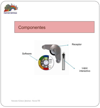 Componentes


                                  Receptor


           Software




                                           Lápiz
                                        interactivo




Antonio Gómez Jiménez Asesor TE
 