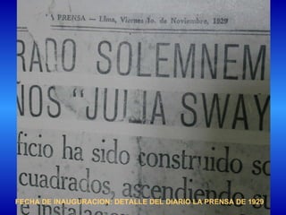 FECHA DE INAUGURACION: DETALLE DEL DIARIO LA PRENSA DE 1929 