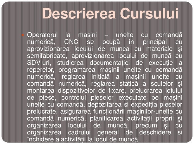 Curs Operator Masini Cnc Masini Cu Comanda Numerica