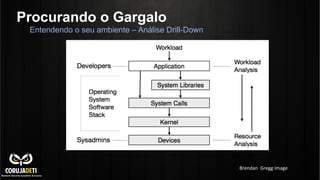 Procurando o Gargalo
Entendendo o seu ambiente – Análise Drill-Down
Brendan	
  	
  Gregg	
  Image	
  
 