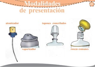 Modalidades
de presentación
29
atomizador tapones esmerilados
vaporizador roscas comunes
 