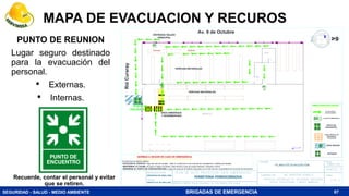 SEGURIDAD - SALUD - MEDIO AMBIENTE BRIGADAS DE EMERGENCIA 67
MAPA DE EVACUACION Y RECUROS
NORMAS A SEGUIR EN CASO DE EMERGENCIA
*Al escuchar la alarma debera.
- EVACUAR EL EDIFICIO: Siga las vias de escape , ellas lo conduciran a las puertas de emergencia o salidas principales.
- MANTENER LA CALMA: No grite ni salga corriendo, esto llevara a que se pueda lesionar o lesionar a otros.
- DIRIGIRSE AL PUNTO DE CONCENTRACION: Luego de evacuar el edificio ubiquese con el rsto de sus compañeros en el punto de encuentro.
PLANO DE EVACUACIÓN
FERRETERIA FERROCORDOVA
PROVINCIA DE ORELLANA
PUERTO FCO. DE ORELLANA
29
20
BOTIQUIN
SIMBOLOGIA EVACUACION
FLUJO O RUTA
DE EVACUACION
SALIDA DE EMERGENCIA
ZONA VERTICAL DE
SEGURIDAD /
ESCALERAS
PUNTO DE
ENCUENTRO
ZONA SEGURA
SE
Rió
Curaray
AREA EMBARQUE
Y DESEMBARQUE
PERCHAS MATERIALES
PERCHAS MATERIALES
ENTRADA/ SALIDA
PRINCIPAL
Av. 9 de Octubre
MOSTRADOR MOSTRADOR
PUNTO DE
ENCUENTRO
SE
SE
SE
PUNTO DE REUNION
Lugar seguro destinado
para la evacuación del
personal.
• Externas.
• Internas.
Recuerde, contar el personal y evitar
que se retiren.
 