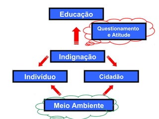 Meio Ambiente
Indivíduo Cidadão
Indignação
Educação
Questionamento
e Atitude
 