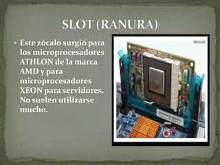  Este zócalo surgió para
 los microprocesadores
 ATHLON de la marca
 AMD y para
 microprocesadores
 XEON para servidores.
 No suelen utilizarse
 mucho.
 