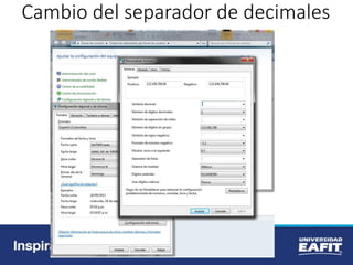Cambio del separador de decimales
 