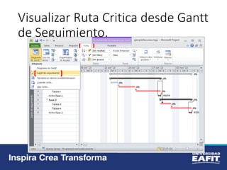 Visualizar Ruta Critica desde Gantt
de Seguimiento.
 