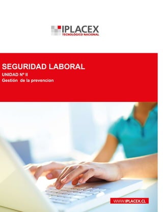 www.iplacex.cl
SEGURIDAD LABORAL
UNIDAD Nº II
Gestión de la prevencion
 