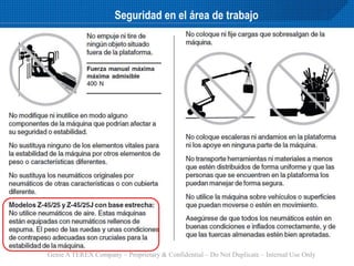 Genie A TEREX Company – Proprietary & Confidential – Do Not Duplicate – Internal Use Only
Seguridad en el área de trabajo
 