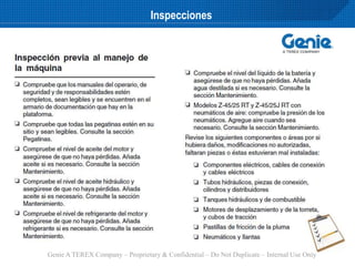 Genie A TEREX Company – Proprietary & Confidential – Do Not Duplicate – Internal Use Only
Inspecciones
 