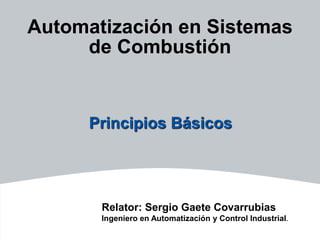 Automatización en Sistemas
de Combustión
Principios Básicos
Relator: Sergio Gaete Covarrubias
Ingeniero en Automatización y Control Industrial.
 
