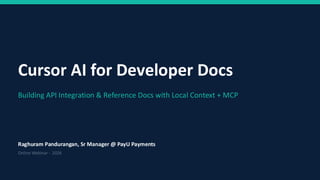 Enhancing Developer Documentation with Cursor AI and MCP Integration | PDF