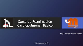 Curso de Reanimación
Cardiopulmonar Básico
Klgo. Felipe Villanueva M.
28 de Marzo 2015
 