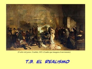 El taller del pintor, Courbet, 1855. (Cuadro que inaugura el movimiento)




         T.3. El Realismo
 