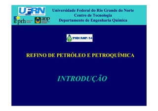 REFINO DE PETRÓLEO E PETROQUÍMICA
INTRODUÇÃO
Universidade Federal do Rio Grande do Norte
Centro de Tecnologia
Departamento de Engenharia Química
 