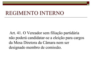 § 2º Se nenhum Vereador manifestar-se contra requerimento ou indicação, serão tidos como aprovados todos aqueles apresentados durante os trabalhos.REGIMENTO INTERNOArt. 29. O restante do tempo da 1ª parte da reunião será destinado ao pronunciamento dos vereadores inscritos, pelo prazo de 10 (dez) minutos para cada um, prorrogável por mais 2 (dois) minutos com autorização do Plenário.§ 1º A inscrição para o uso da palavra será feita até o início do pronunciamento dos Vereadores.§ 2º Salvo os casos expressos neste Regimento, o Vereador não inscrito na forma do parágrafo anterior somente poderá fazer uso da palavra caso tenha sido seu nome citado em pronunciamento de outro Vereador.§ 3º Nos casos do parágrafo anterior, o Vereador somente poderá se pronunciar sobre o assunto citado pelo prazo máximo de 3 (três) minutos.