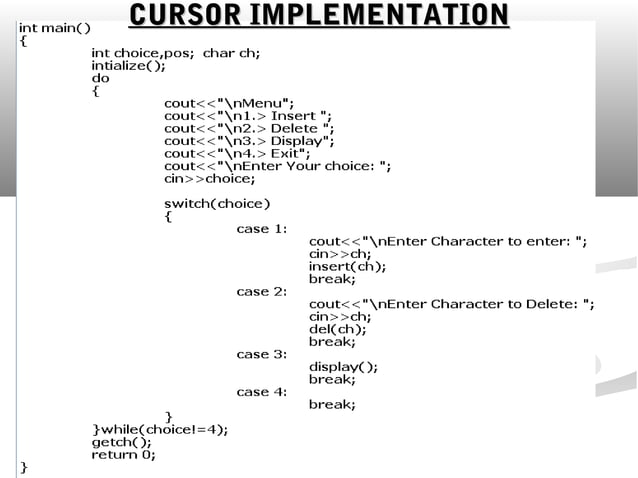 Cursor implementation | PPT | Programming Languages | Computing