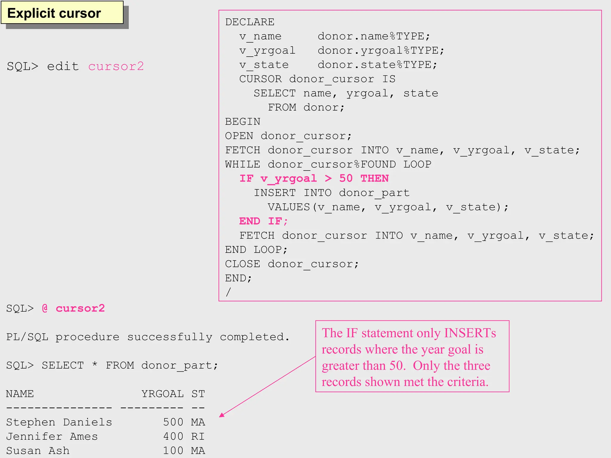 Cursors in oracle database for learn student.ppt