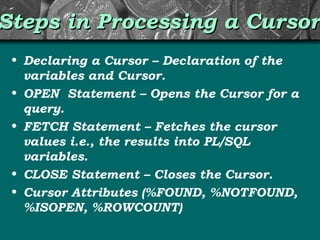 Cursors in oracle | PPT
