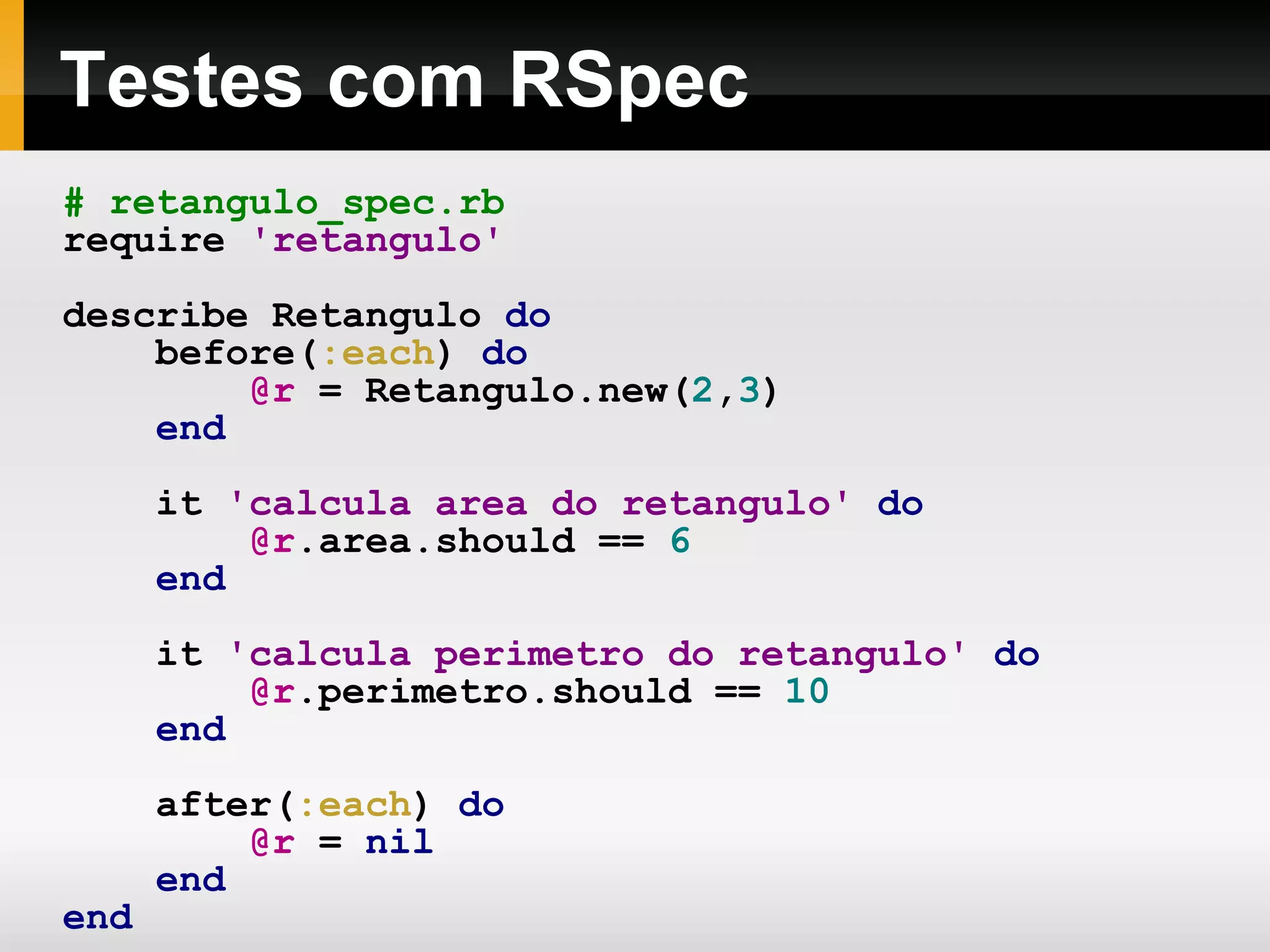 %w – array de palavras a  = %w(curso de ruby on rails) => [ &quot;curso&quot; , &quot;de&quot; , &quot;ruby&quot; , &quot;on&quot; , &quot;rails&quot; ] nome ,  sobrenome  =  'regis' ,  'pires' a  = %w(#{ nome } #{ sobrenome }) => [ &quot;\#{nome}&quot; ,  &quot;\#{sobrenome}&quot; ] a  = %W(#{ nome } #{ sobrenome }) => [ &quot;regis&quot; ,  &quot;pires&quot; ] 