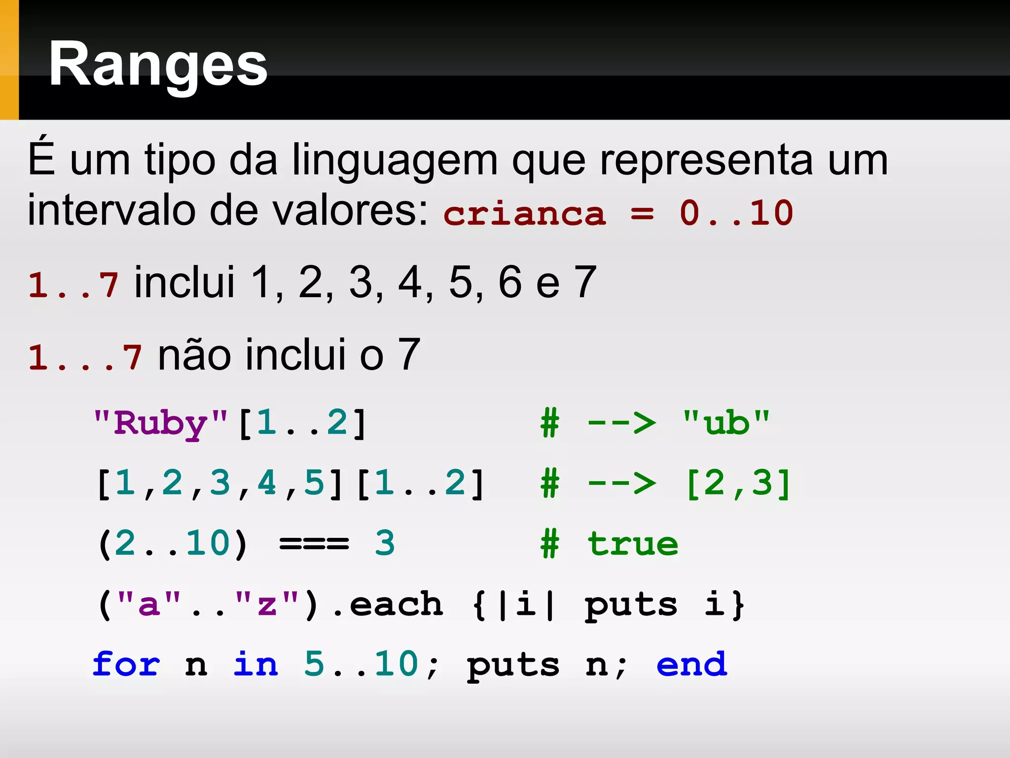 Testando o Ruby ruby -v 